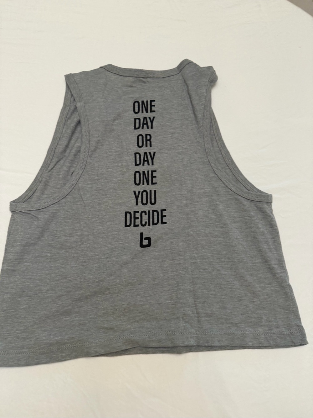 Grey Women's Sleeveless Tank Top with Vertical Motivational Print